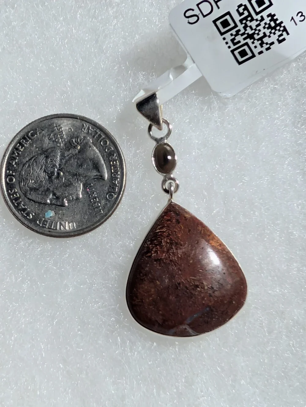 Red Moss Agate And Chalama Black Opal Pendant, 925 Sterling Silver